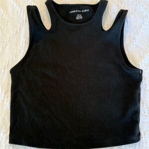 American Eagle Outfitters Black Sleeveless Ribbed Top
